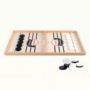 sling puck game, fast sling puck game, hockey board game, sling puck board game, wooden hockey game