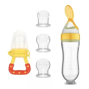 silicone feeding bottle, feeding bottle, feeding bottle with spoon